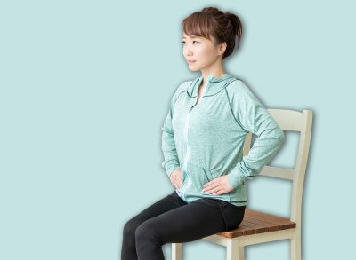 The woman who trains using a chair
