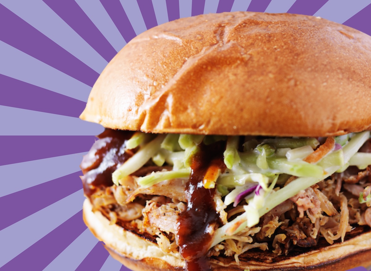 Pulled pork and coleslaw sandwich