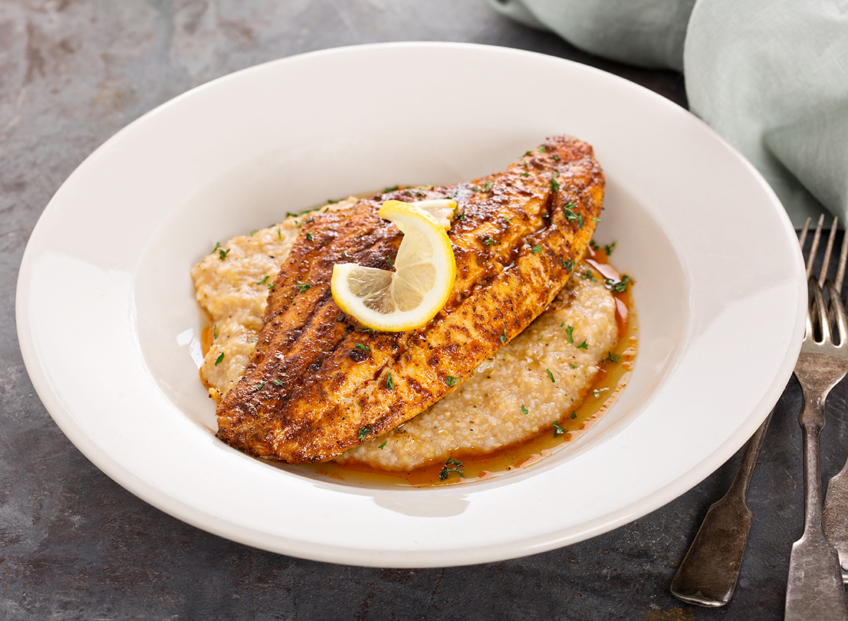 Grits with fried catfish