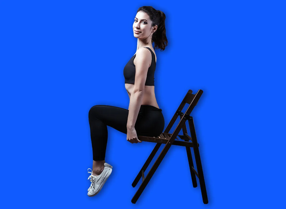 Workout exercises at home to lose weight. Woman training. Good body. Pilates. Vintage