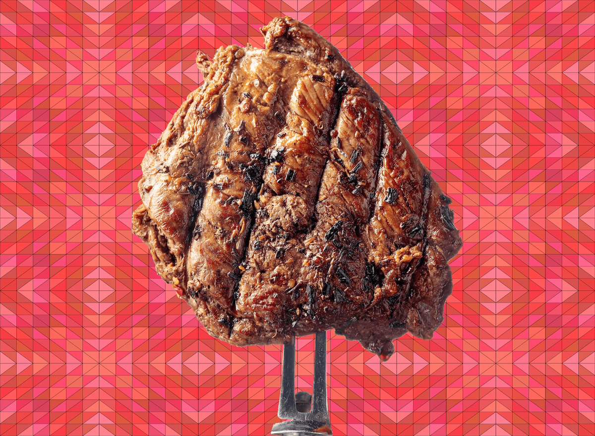 Steak on fork