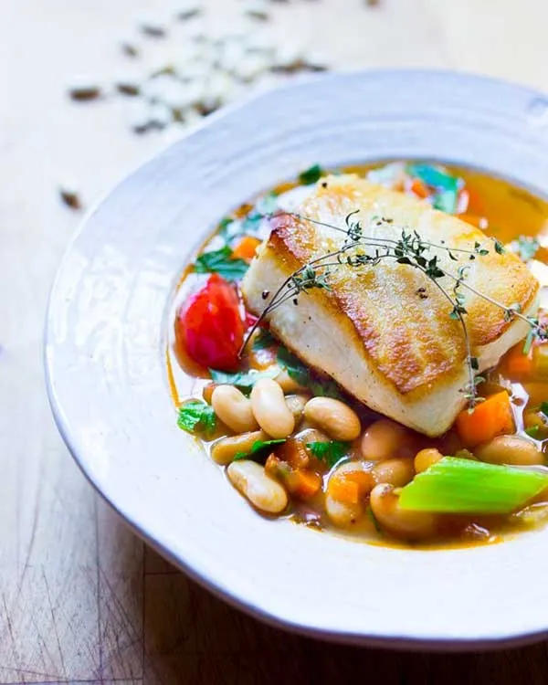 sea bass with cannellini bean stew