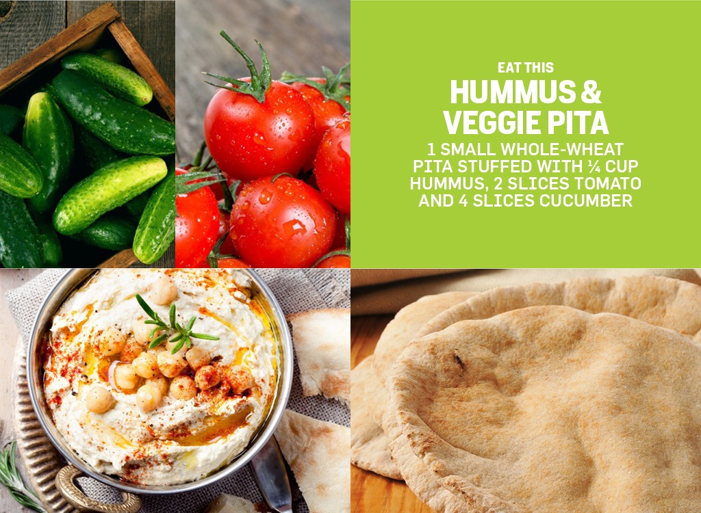biggest loser snacks hummus and veggie pita
