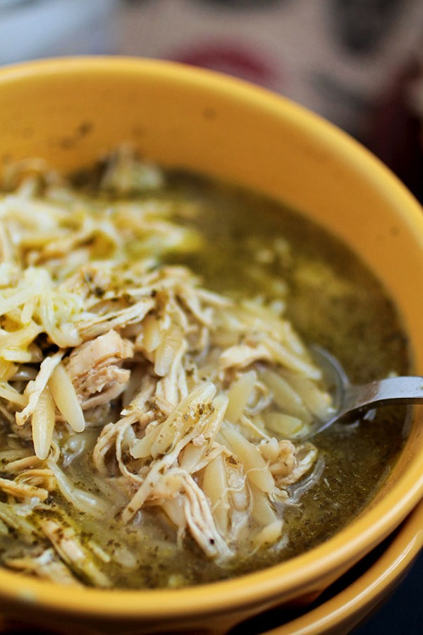 Pesto Chicken Orzo Soup