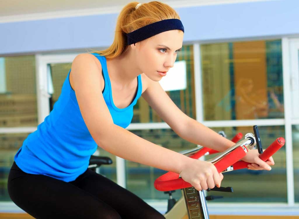 woman exercise bike