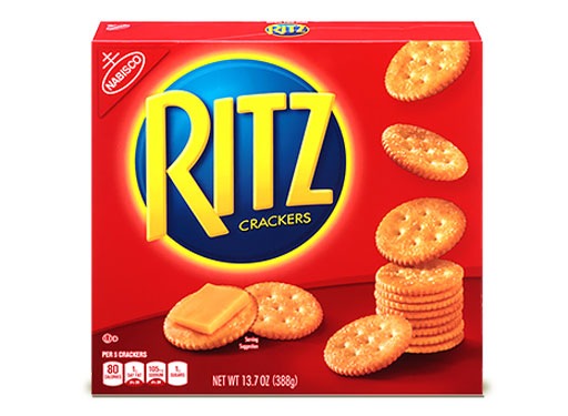 box of ritz crackers on white background