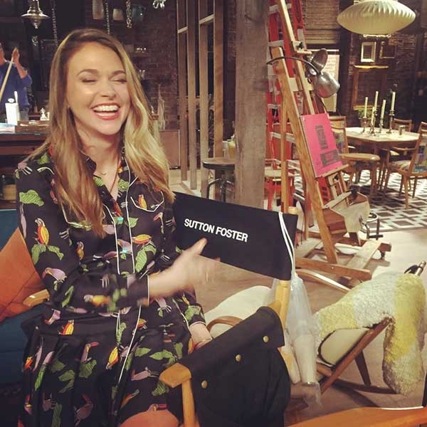 Sutton Foster on set