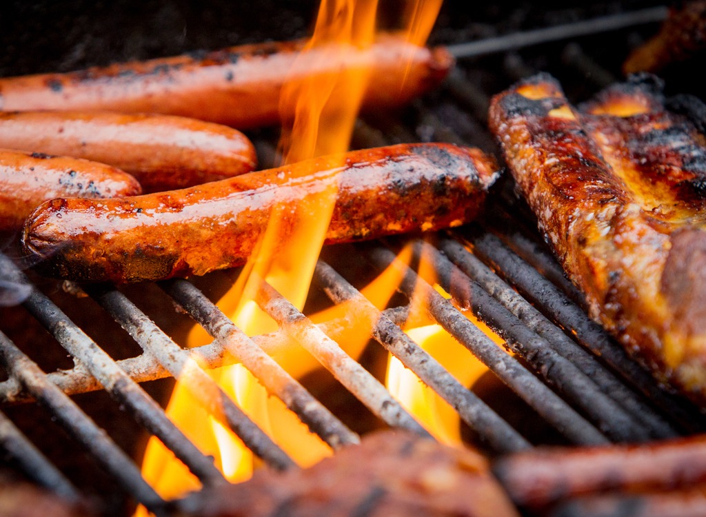 grilling hot dogs