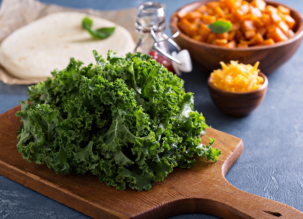 Kale on cutting board