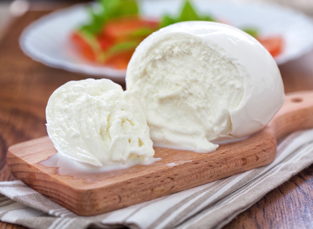 mozzarella on wooden board