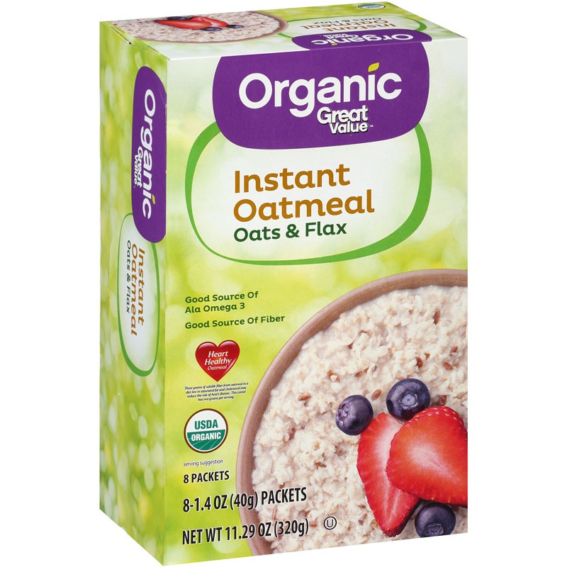 Great Value Organic Instant Oatmeal Oats and Flax