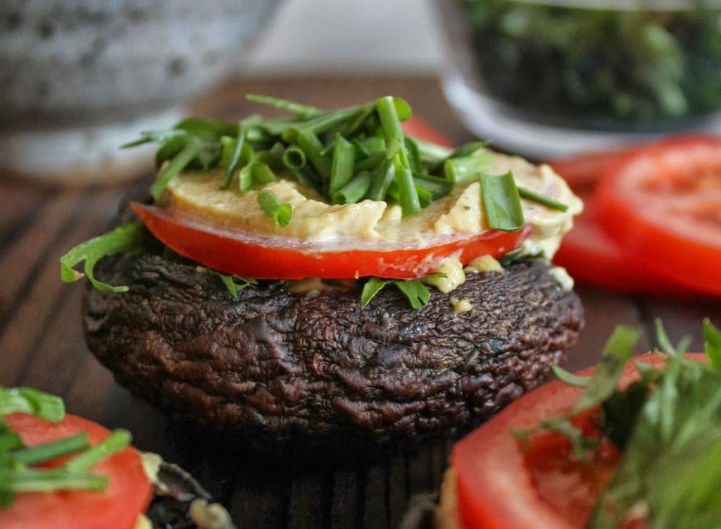 raw portobello burger