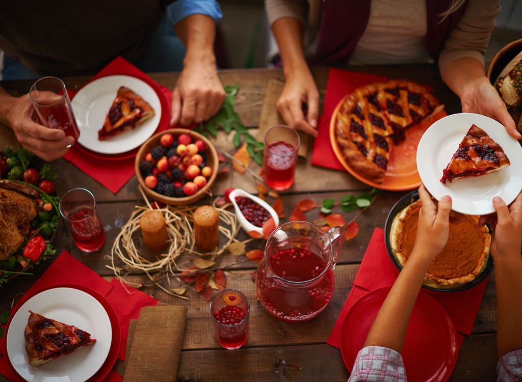 Passing pie at Thanksgiving