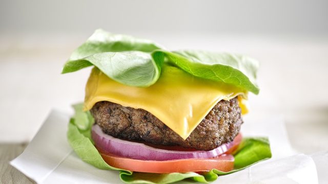 Burger with lettuce bun