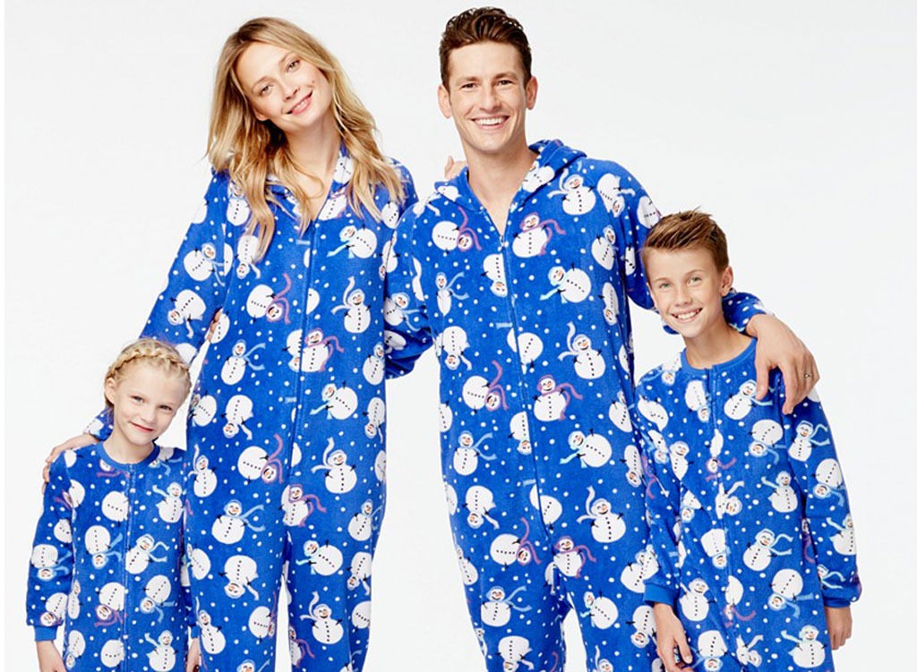 family snowman hooded & footed pajamas