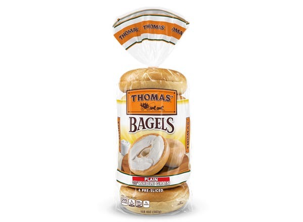 thomas plain bagels made with whole grains