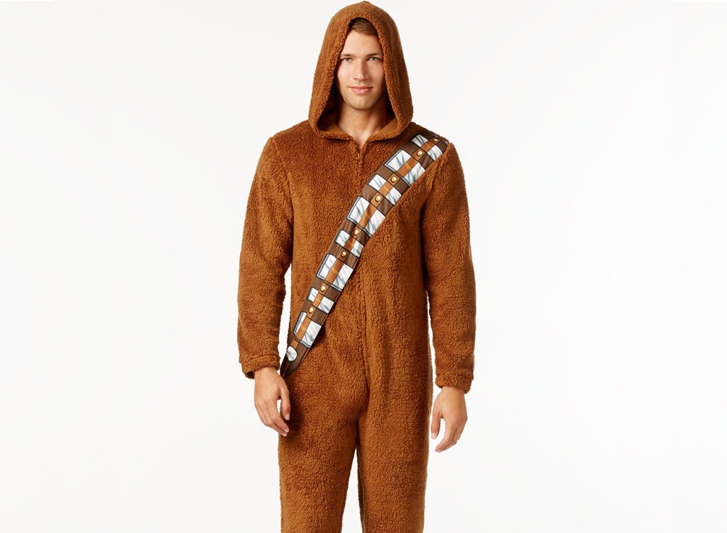 briefly stated star wars men's chewbacca hooded one-piece pajamas