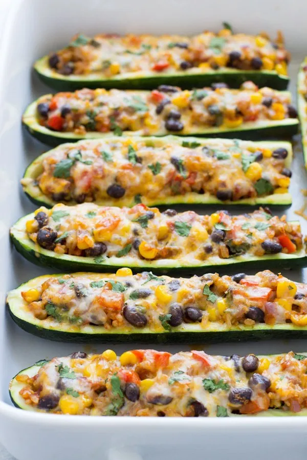 High Protein Vegetarian Meals Mexican Zucchini Burrito Boats