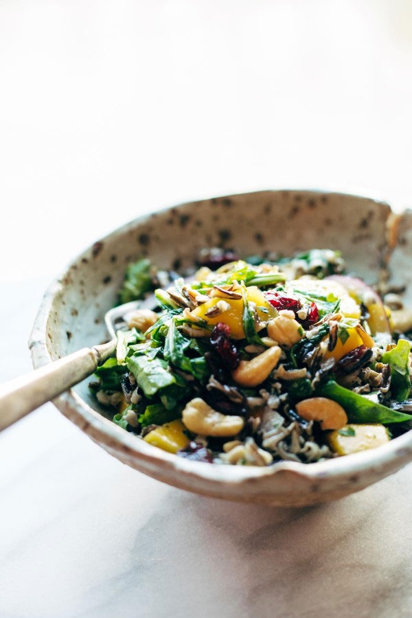 thanksgiving salad with wild rice & lemon dressing