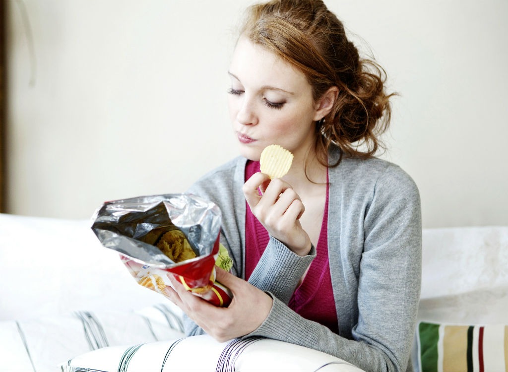 Woman snacking