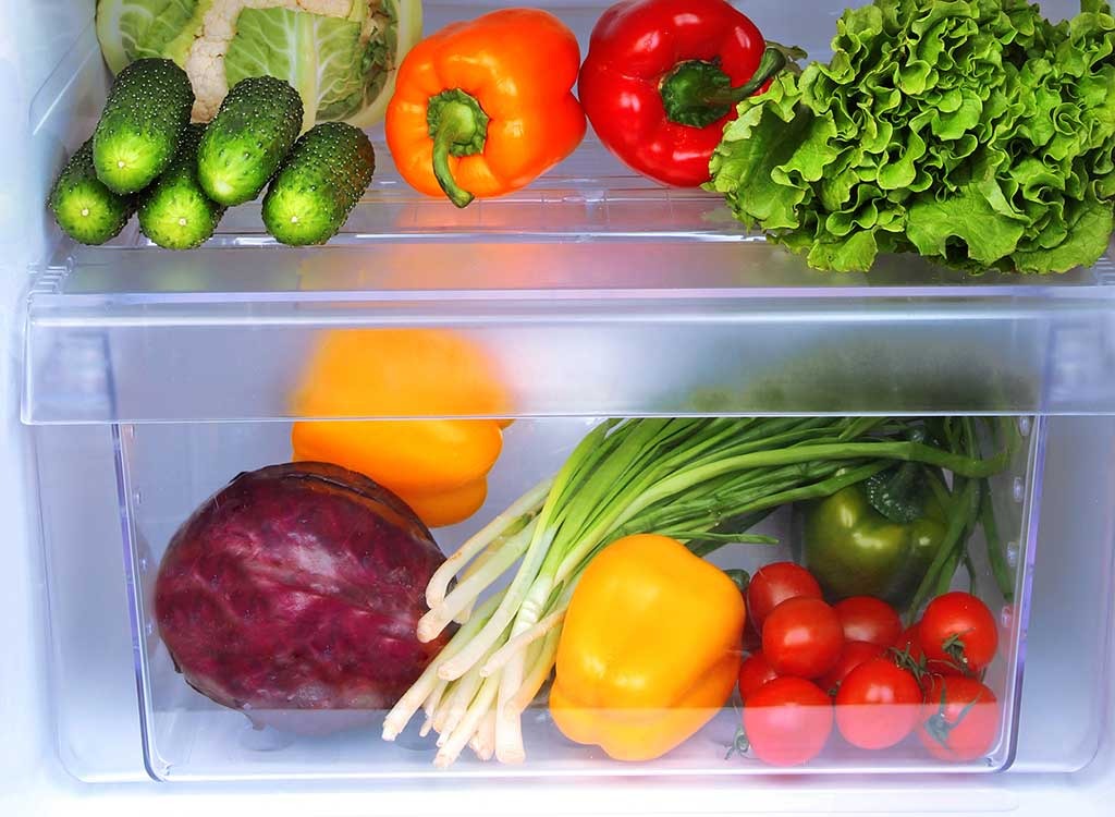 Fridge with vegetables