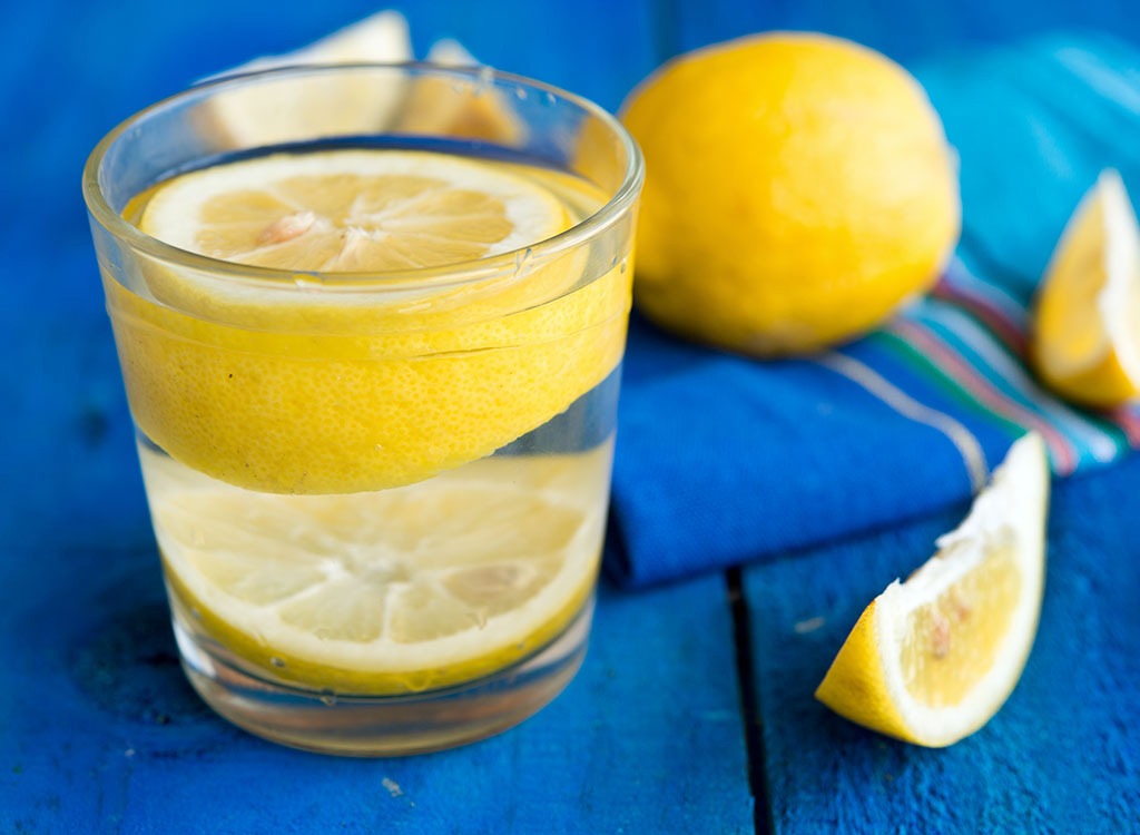 lemon water blue background