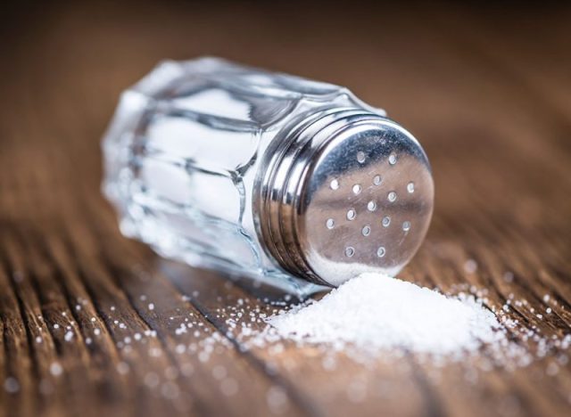 Salt spilling from salt shaker