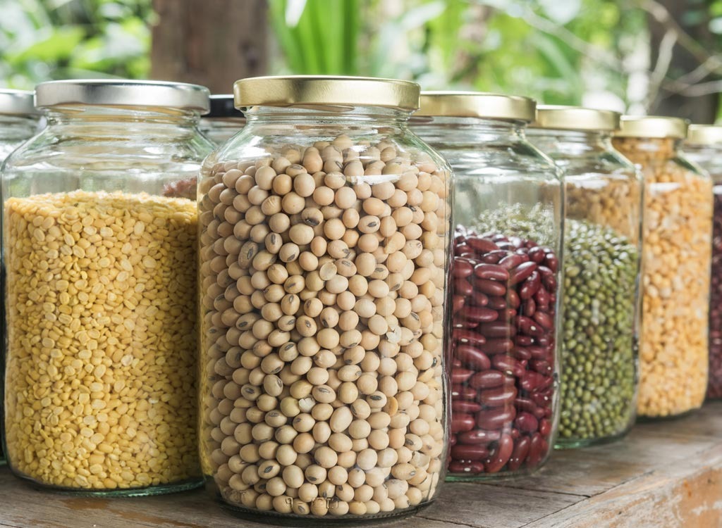 glass jars with beans