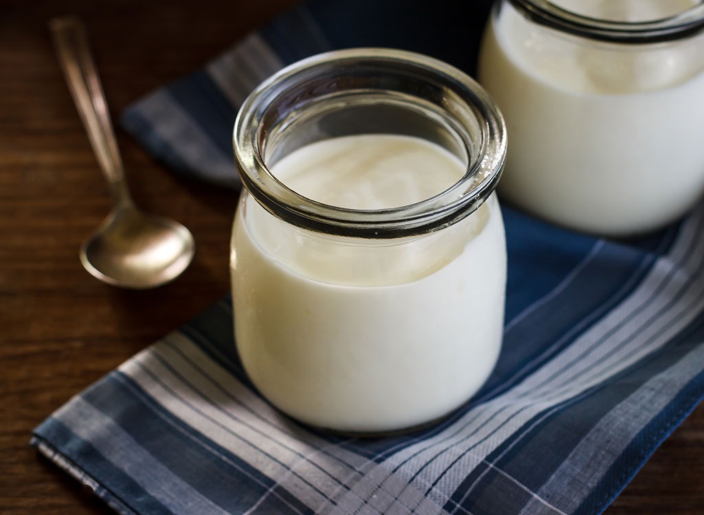 plain yogurt in a glass jar
