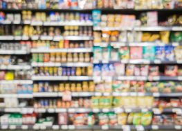 blurred grocery store aisle