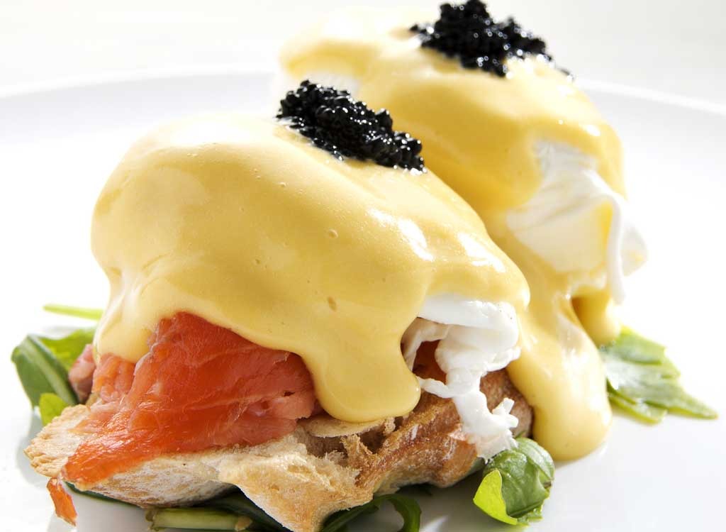 Hollandaise sauce on egg sandwich