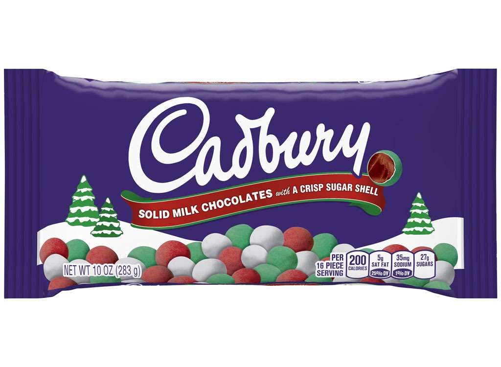 cadbury holiday candy coated solid milk chocolate snowballs