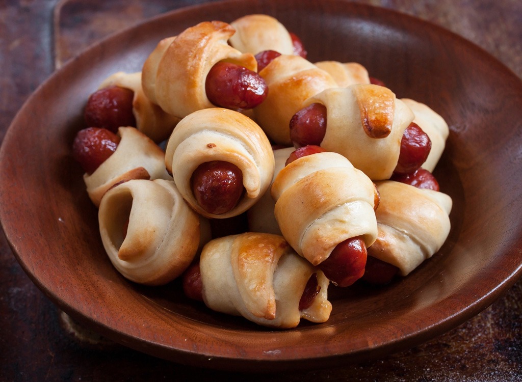 Christmas dishes pigs in a blanket
