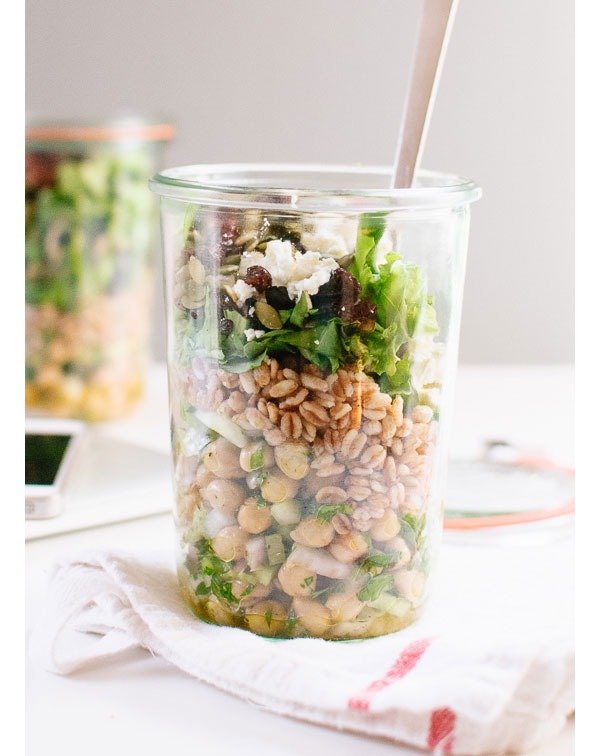 mason jar salads chickpea and farro