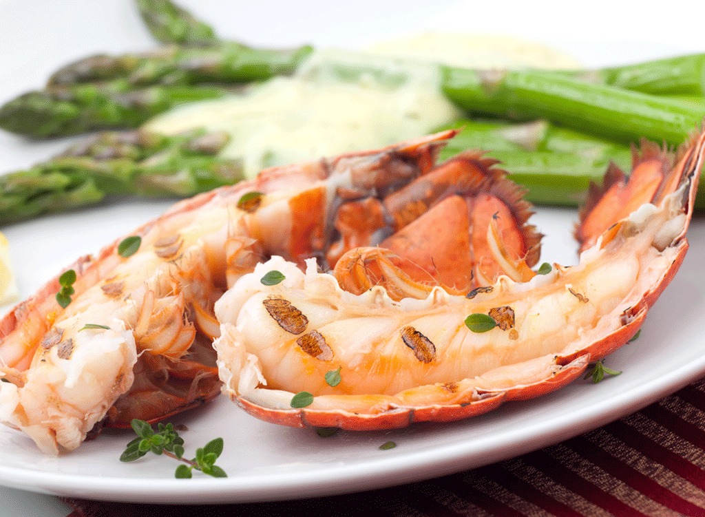 Lobster and cooked asparagus