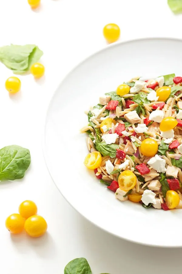 spinach orzo chicken salad