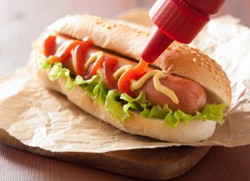 Hot dog bun ketchup