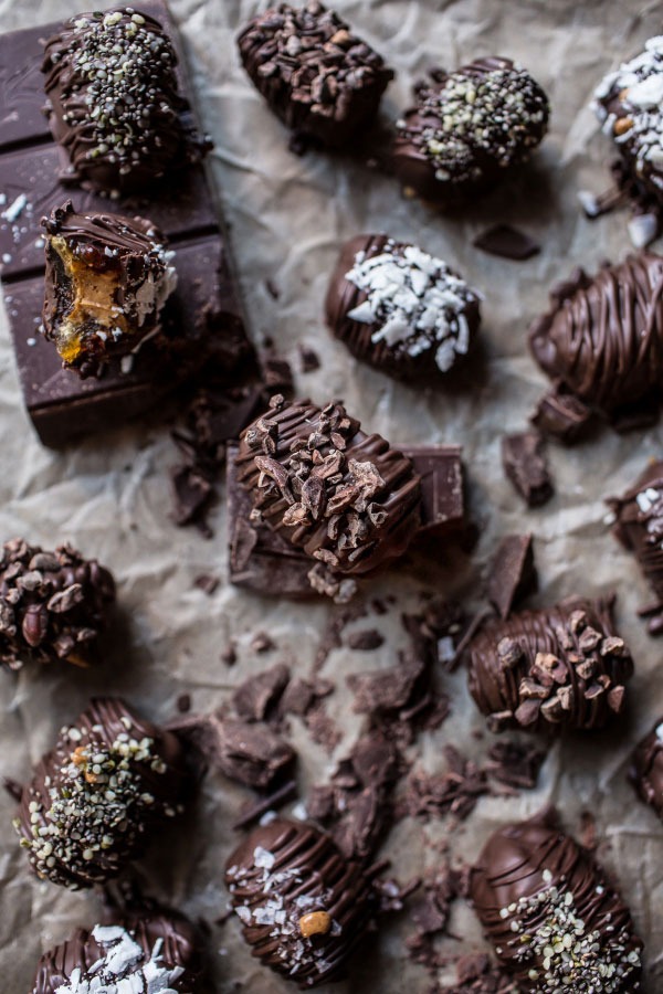 Dark Chocolate Covered Peanut Butter Stuffed Dates