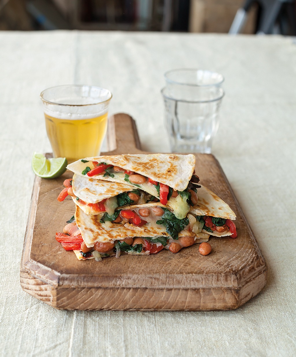 Swiss Chard, Pinto Bean, <br> and White Cheddar Quesadillas