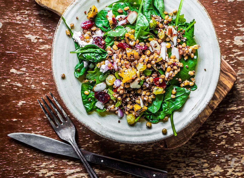 wheatberry and spinach salad
