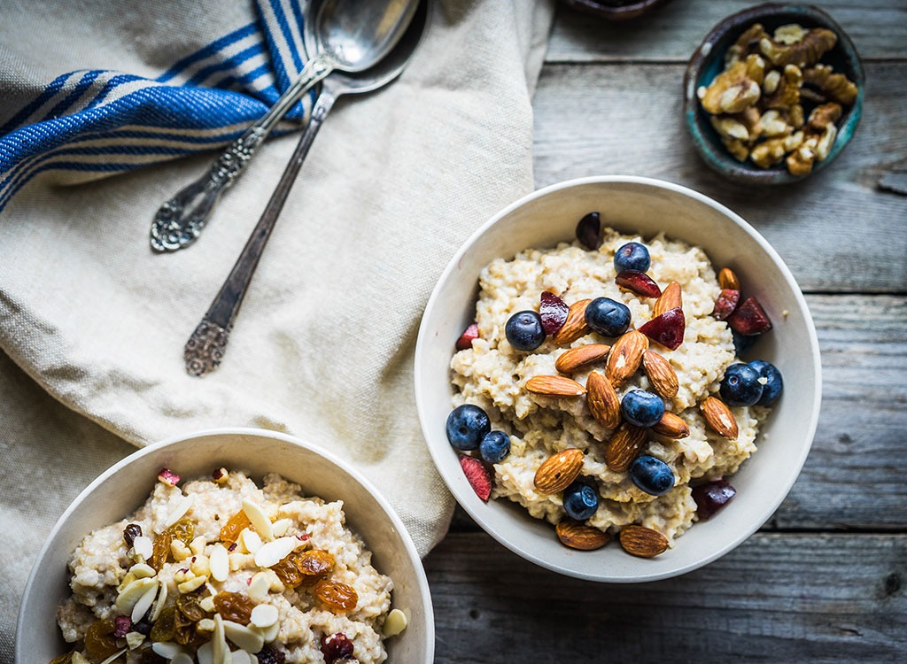 healthy oatmeal with walnuts and almonds