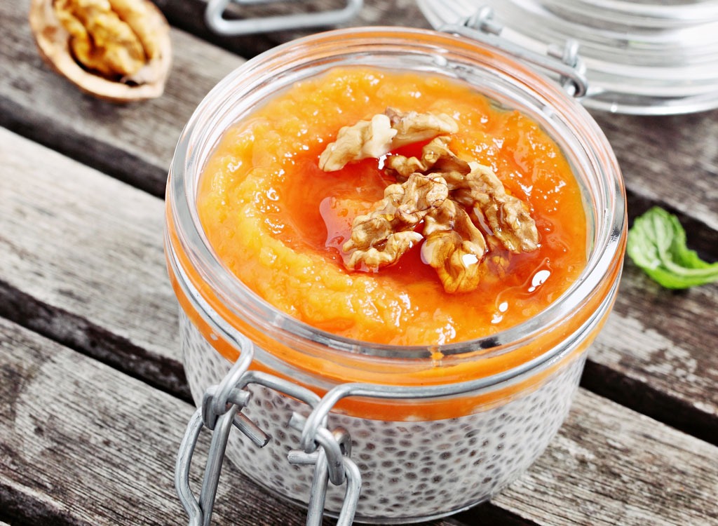 jar of homemade pumpkin chia pudding