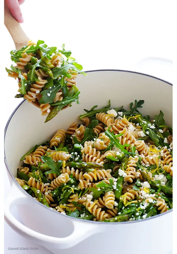 asparagus and arugula pasta salad