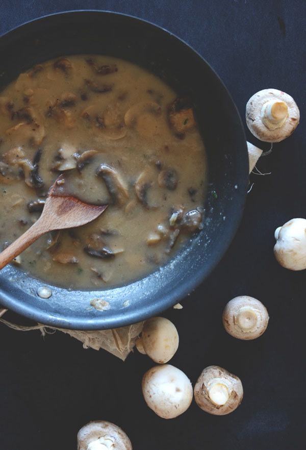 Creamy Mushroom Paprikash Over Pasta