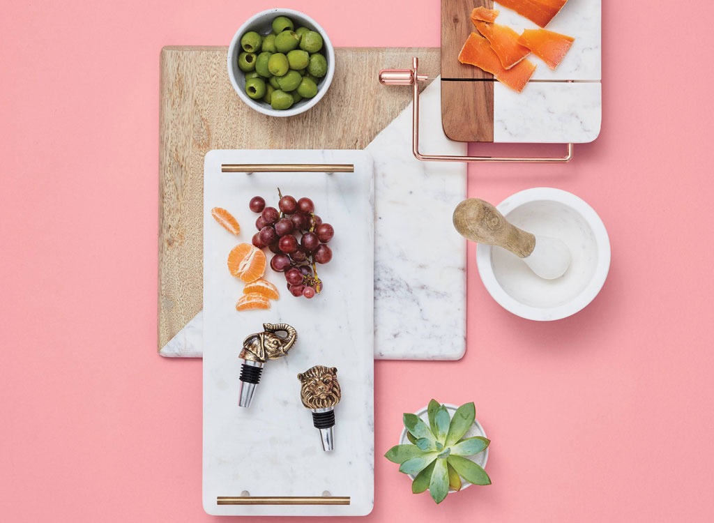 marble & brass serving set