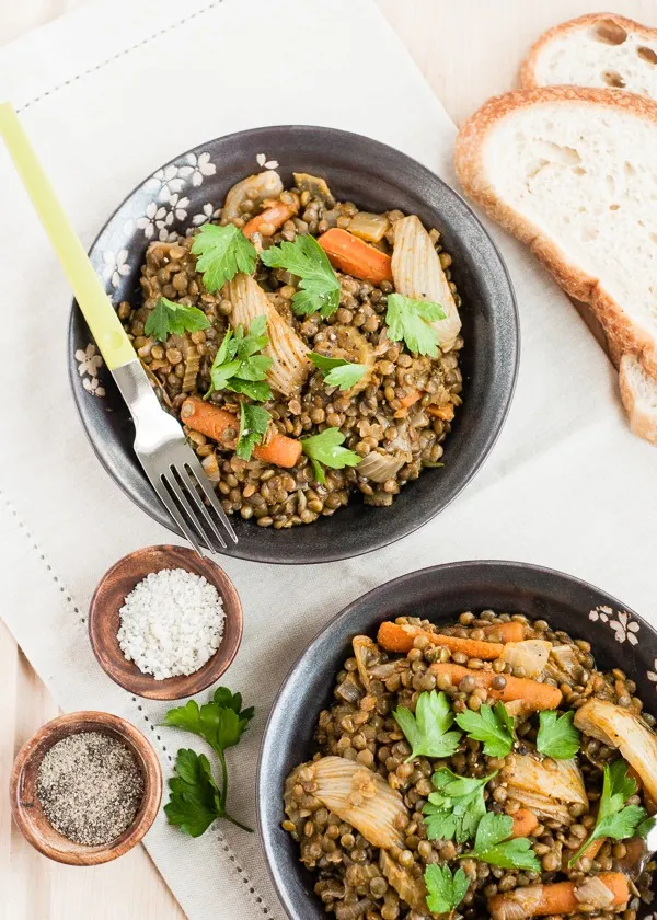 High Protein Vegetarian Meals Braised Lentils and Vegetables