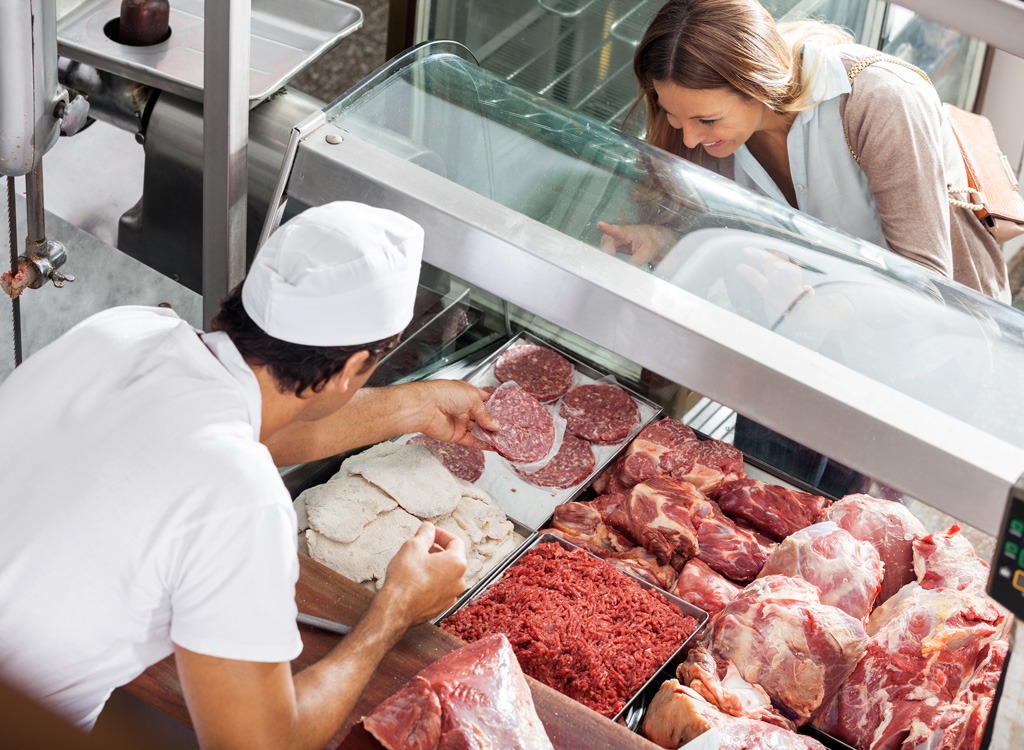 woman at butcher shop