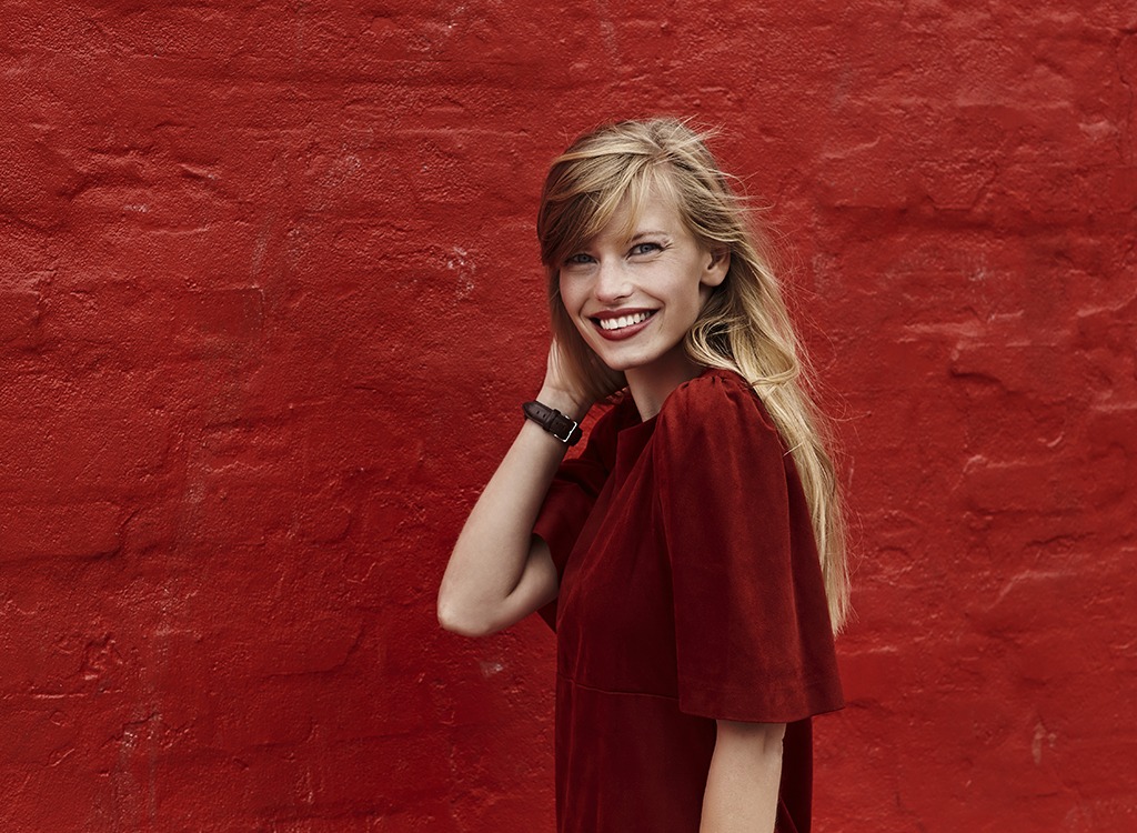 Woman wearing red
