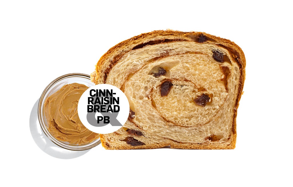 cinnamon raisin bread and peanut butter