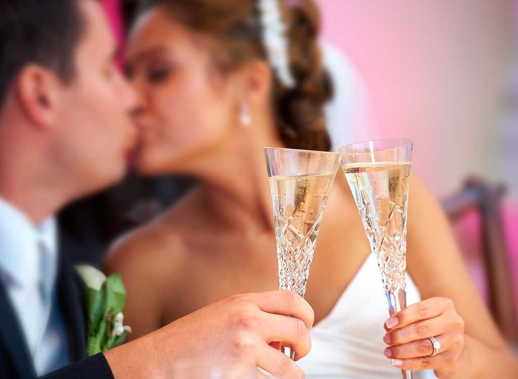 Married couple toasting